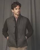 MAGEE Cavan Donegal Tweed Gilet - Earthy Green/Charcoal Grey