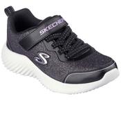 SKECHERS Bounder Girly Groove Glitter Trainers - Black | 303528L