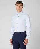 REMUS UOMO Tapered Fit Cotton Stretch Shirt - Light Blue
