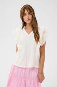 CULTURE Maisy Frill Detail T-Shirt - White image