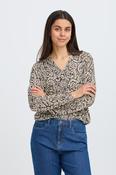FRANSA Amy V-Neck Blouse - Chocolate Print image