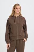 FRANSA Priya Full Zip Hooded Top - Brown image