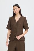 ICHI Fava Short Sleeve Blazer - Brown