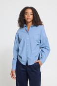 ICHI Ibenia Ruched Side Tie Shirt - Blue image