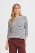FRANSA Jade Striped 3/4 Sleeve Top - Navy image