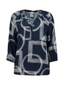 ZABAOINE Cornelia Geometric Blouse - Navy