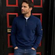 MINERAL Brendan Waffle Knit 1/4 Zip Sweater - Denim image