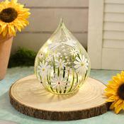 LANGS Floral Crackled Glass LED Teardrop Light 20cm
