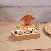 LANGS Highland Cow Fussed Glass Double Tealight Holder 15cm image
