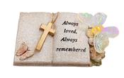 WGP Bible with Cross &amp; Butterflies Solar Grave Ornament 16.5x10cm