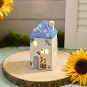 LANGS Blue Roof LED House with 3D Dragonfly 16cm