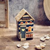 LANGS Beach Hut Stoneware Candle Holder 21.5cm image