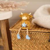 LANGS Highland Cow with Blue Star Shelf Sitter 7.5cm