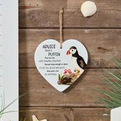 LANGS Advice from Puffin Ceramic Heart Hanging Ornament 15cm