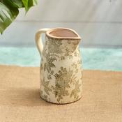 LANGS Green Vintage Floral and Leaf Medium Decorative Jug 19cm