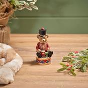 LANGS Bear Soldier Sitting on a Drum Resin Figurine 14.5cm