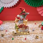 LANGS Furry &amp; Festive LED Dog, Girl and Reindeer Stacked Figurine 26.5cm