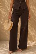 COPE CLOTHING Structured Denim Wide Leg Pants - Brown image