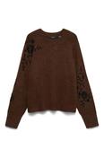 VERO MODA Fatima Rose Embroidered Jumper - Brown