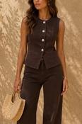 COPE CLOTHING Structured Denim Waistcoat - Brown image