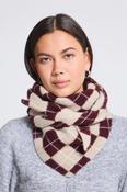 ICHI Agyle Patterned Knit Scarf  - Burgundy Argyle image
