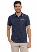 MINERAL Danny Short Sleeved Polo Shirt - Navy/Ecru