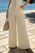 COPE CLOTHING Polka Dot Wide Leg Pants - Beige image
