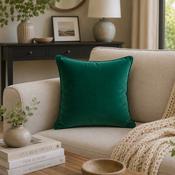 FULLSHIRE Velvet Piped Cushion - Emerald 43x43cm image