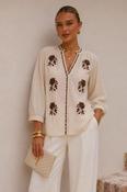 COPE CLOTHING Floral V-Neck Blouse - Beige image