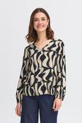 FRANSA Justini V-Neck Blouse - Taupe