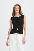 ICHI Sari Button Up Sleeveless Top - Black