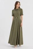 COPE CLOTHING Long Pleated Shirt Dress - Khaki image