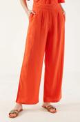 MARC ANGELO Wide Leg Linen Trousers - Orange image