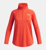 UNDER ARMOUR Girl's Tech Wordmark Half Zip Top - Venom Red image