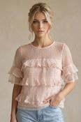 COPE CLOTHING Romantic Ruffled Pom-Pom Top - Pink image