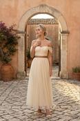 COPE CLOTHING Diane Powder Satin Ribbon Dress - Cream image