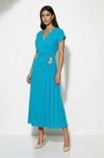 SAINT MAINE Wrap Short Sleeve Midi Dress - Blue image