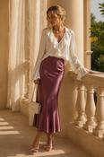 COPE CLOTHING Flowy Satin Long Skirt - Plum image