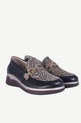 SUAVE Alderney Leopard Print Wedge Slip-On Loafers - Black image