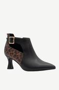 UNA HEALY Subway Leopard Detail Heeled Ankle Boot - Black image