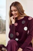 SUNDAY Polka Dot Round Neck Jumper - Plum
