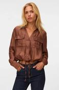 VERO MODA Toma Long Sleeve Tie Shirt - Brown image