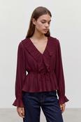 VERO MODA Dora Frill Pleat Blouse - Wine image