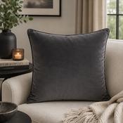 FULLSHIRE Velvet Piped Cushion - Charcoal 55x55cm image