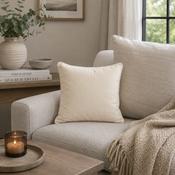 FULLSHIRE Velvet Piped Cushion - Natural 43x43cm image