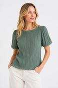 VERO MODA Leika Boat Neck Textured Top - Green image