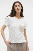 VERO MODA Francis Crochet Detail T-Shirt - White/Cream