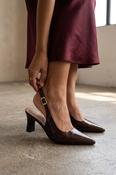 COPE CLOTHING Patent Slingback Heels - Brown image