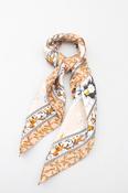 COPE CLOTHING Square Elegant Silk Scarf - Taupe Print