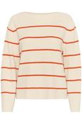 ICHI Boston Striped Pullover - Cream